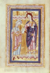 Aa 21 fol.2v Widmung des Buches an Christus, aus dem Evangelium der Gräfin Judith, 106570